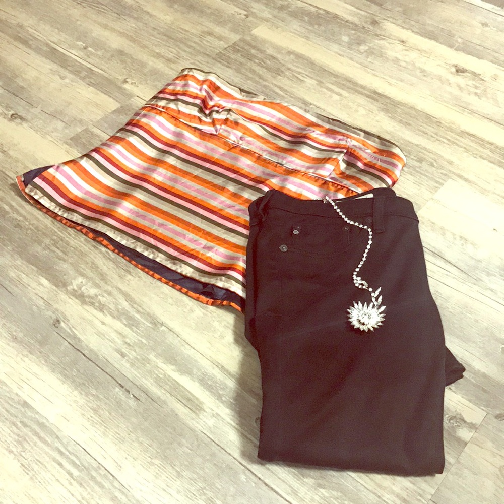 J. Crew Multi-Color Silk Strapless Top